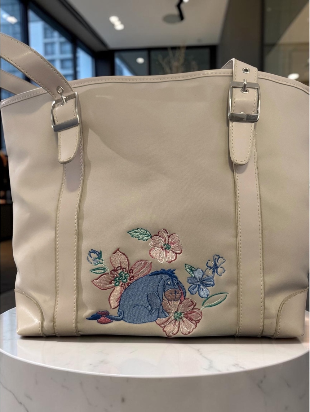 Disney Store Eeyore Floral Embroidered Tote Bag